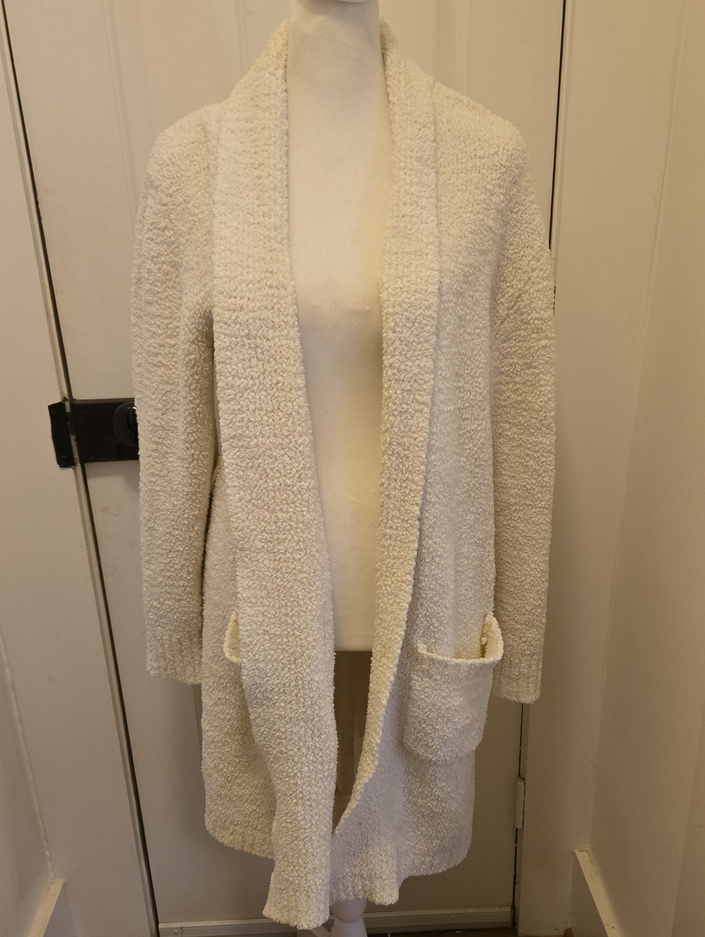 SKIMS Cozy Knit Teddy Open-FrontCardigan Sweater Pockets L/XL